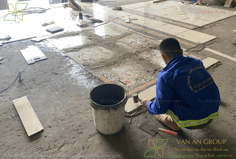 Trát tường, cán nền và thi công ốp lát sàn, tường các khu vực cần thiết kế thiết kế