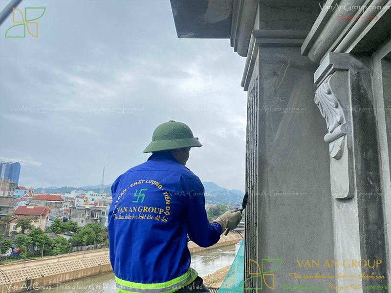Vạn An thực hiện trát tường, cán nền chuẩn kỹ thuật, đảm bảo chất lượng cao