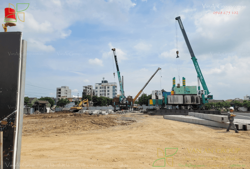 Thi công ép cọc theo hồ sơ thiết kế khách sạn 3 sao tại Vũng Tàu