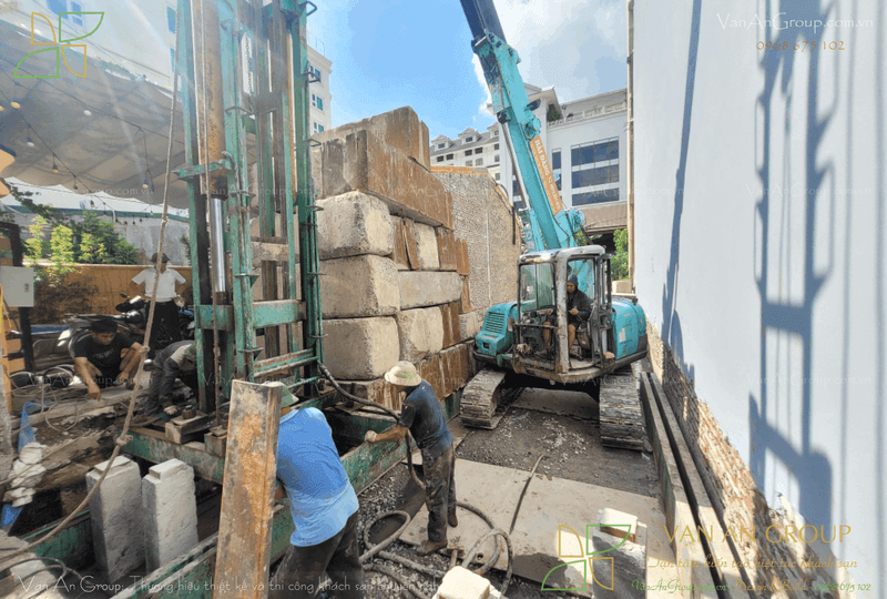 Định vị tim cọc đảm bảo vị trí chính xác và thi công ép cọc