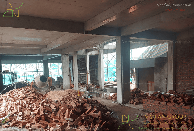 Thi công dây dựng tường bao và tường ngăn theo đúng bản vẽ thiết kế