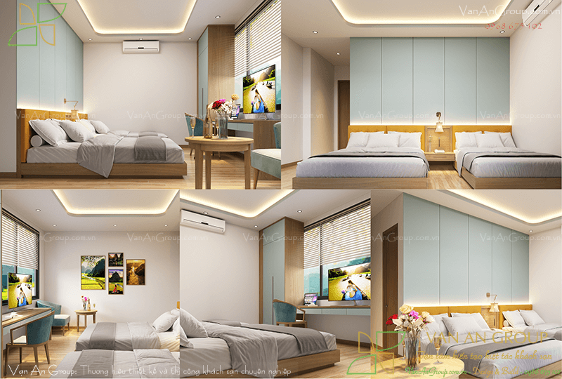 Thiết kế nội thất phòng khách sạn mini hiện đại