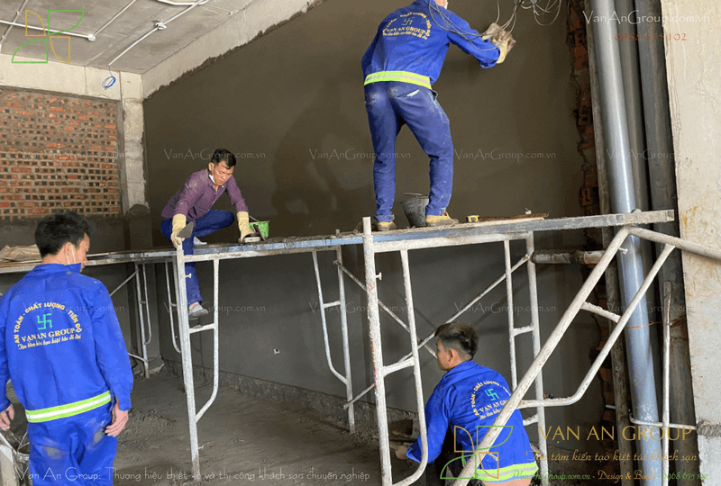 Tiến hành trát trong khách sạn mini tại Phú Thọ