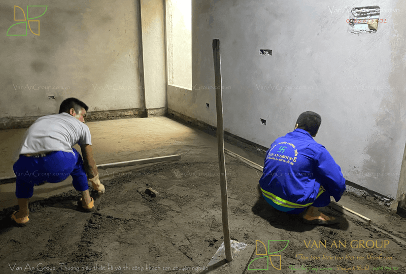 Trát tường và cán nền toàn bộ công trình khách sạn