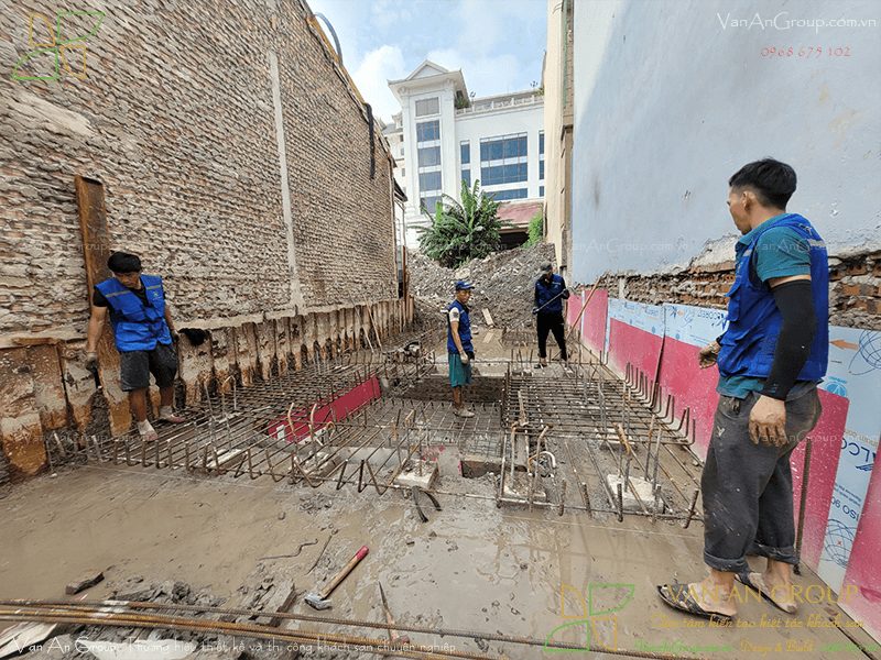 Vạn An triển khai thi công đài móng, giằng móng khách sạn