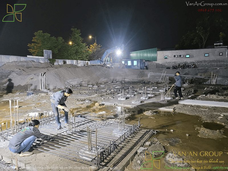Gia công, lắp dựng đài móng và giằng móng theo đúng thiết kế
