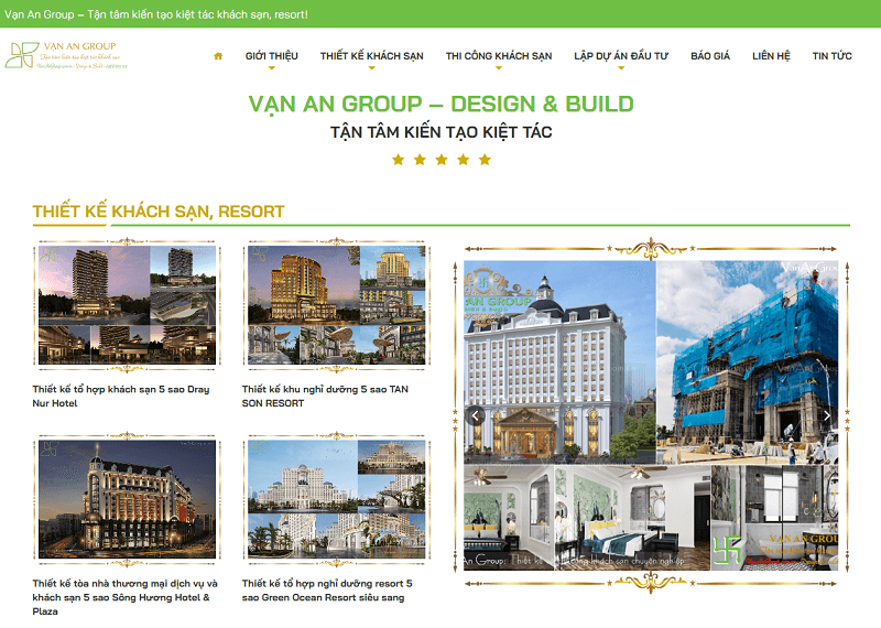 Giao diện website vanangroup.com.vn