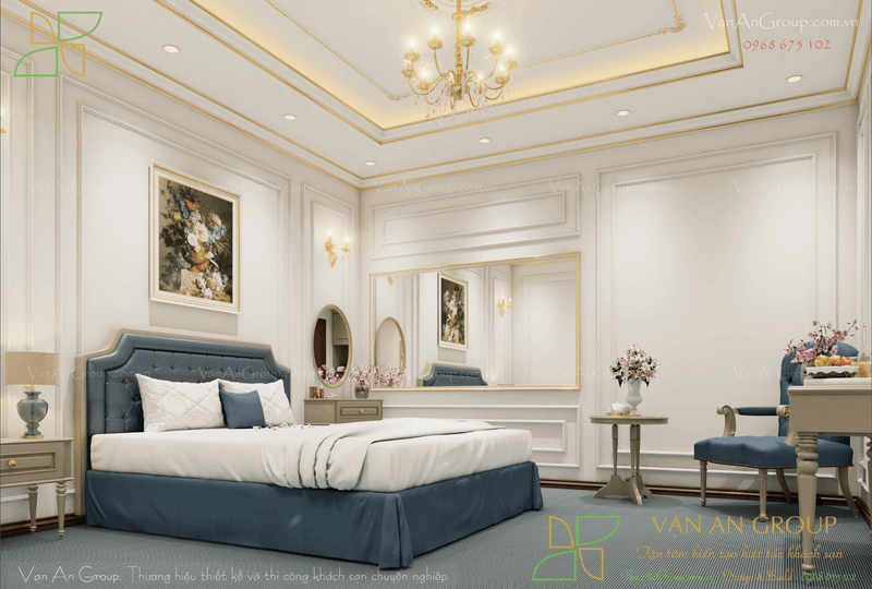 Khu vực giường ngủ và vách đầu giường